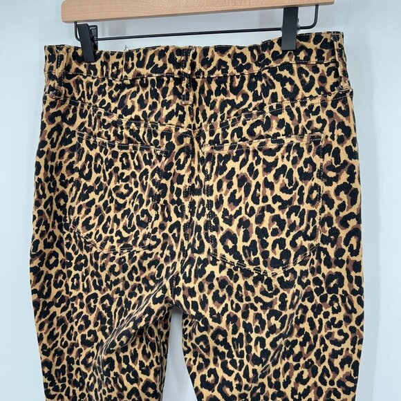 J.CREW 9" High Rise Skinny Jeans Size 32 Waist Exposed Button Fly Leopard Print - Picture 10 of 15